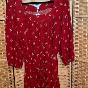 Floral Red Women's Dress